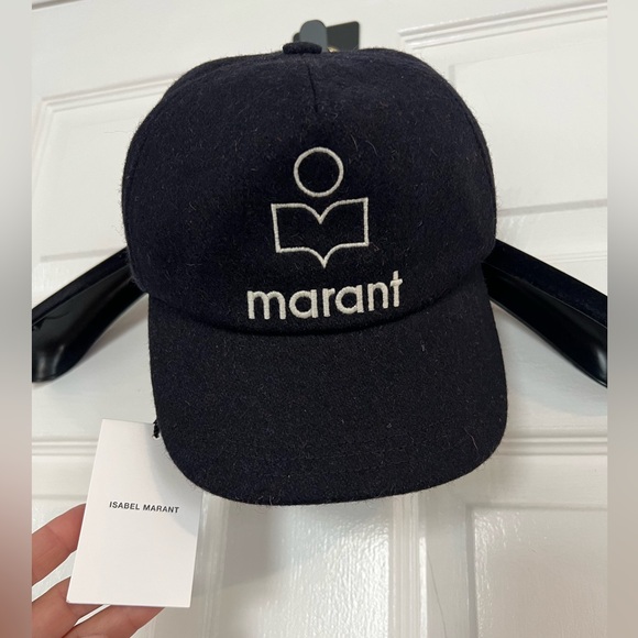 BRAND NEW WITH TAGS Isabel Marant Tyron Logo Wooly Felted Baseball Cap Black - Picture 4 of 13